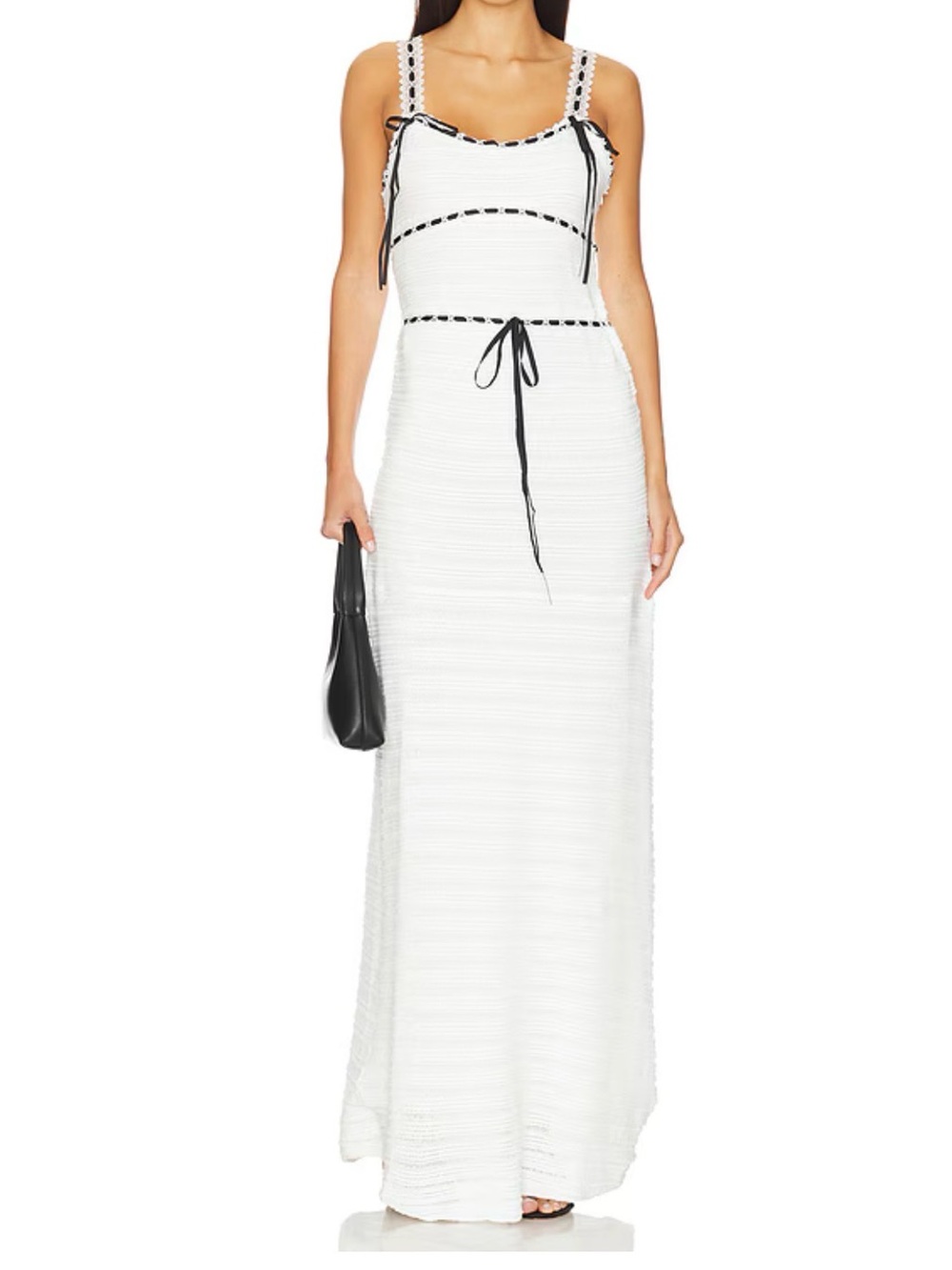 For Love and Lemons Mayfair Lace Bodycon  White Ribbon Maxi Dress Size Medium